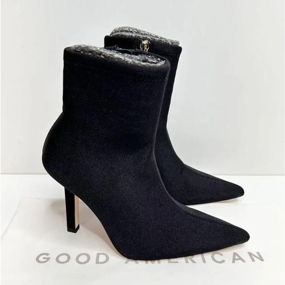 Good American Boots High Kickstand Black Pointed Toe Neoprene Booties Size 8 NIB - Picture 6 of 8